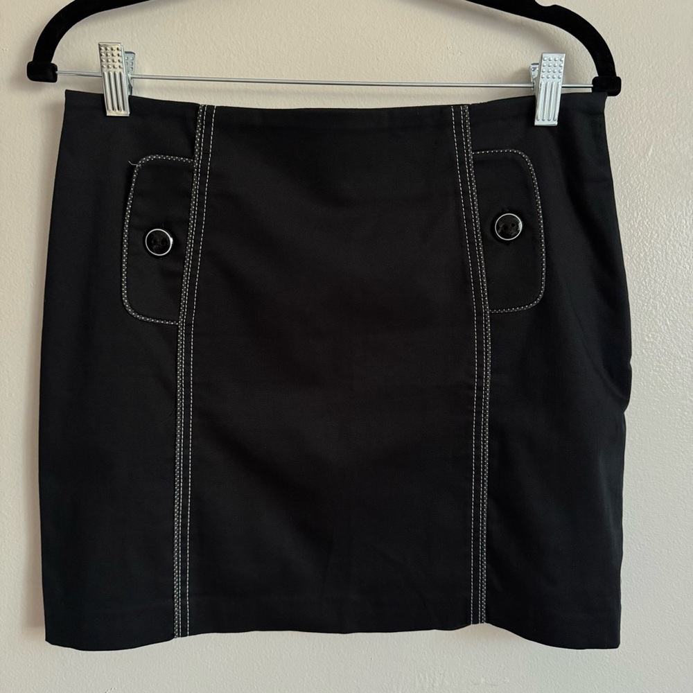 cottonade black button mini skirt
